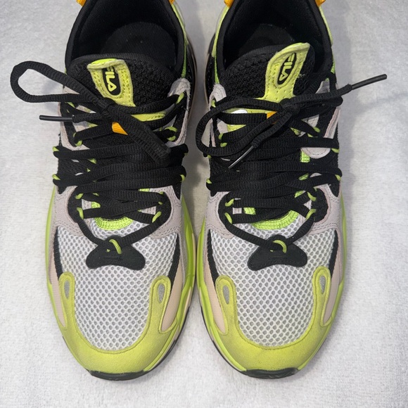 Fila Multi-Panel Athletic Sneakers in Black, Gray, Cream & Neon Green main image 7